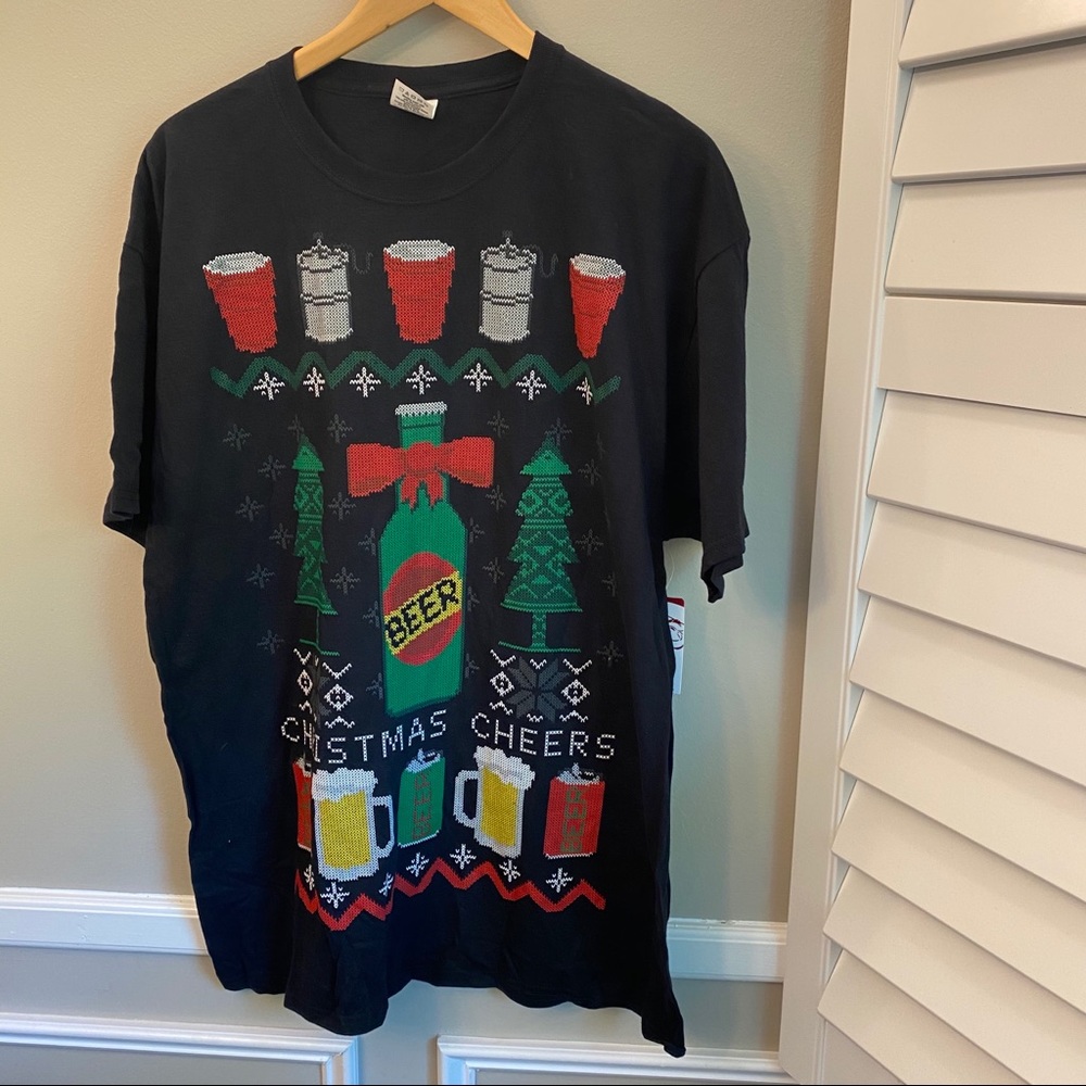 Funny Christmas T-Shirt Beer Mug Cheer size XL